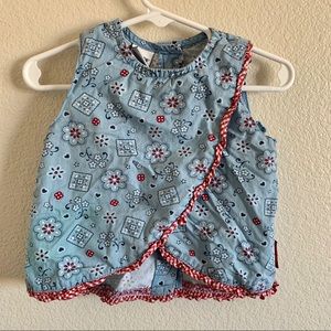 OshKosh crop top cross front chambray blouse